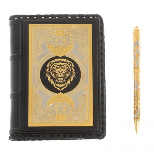 Подарочный набор &amp;quot;Лев&amp;quot; ежедневник А6 и ручка с гравюрой Златоуст 129785