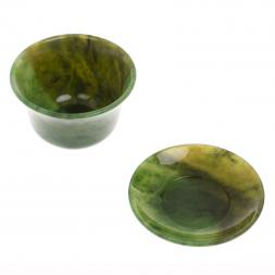 Чайная пара из нефрита с блюдцем