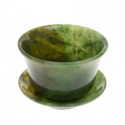 Чайная пара из нефрита с блюдцем