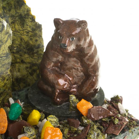 Визитница настольная &amp;quot;Мишка сидящий&amp;quot; змеевик 116051