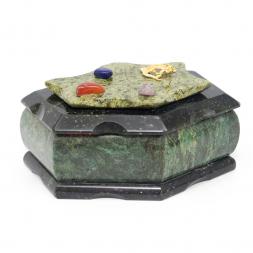 Шкатулка &amp;quot;Лепесток&amp;quot; большая змеевик 17х10х8 см