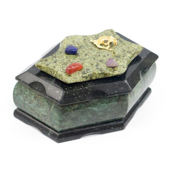 Шкатулка &amp;quot;Лепесток&amp;quot; большая змеевик 17х10х8 см 116501