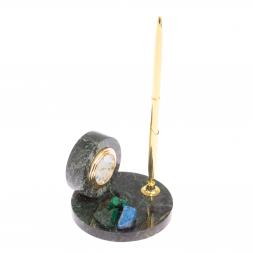 Часы с ручкой змеевик, малахит, лазурит