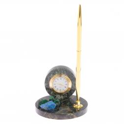 Часы с ручкой змеевик, малахит, лазурит