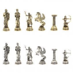 Шахматы &amp;quot;Римские лучники&amp;quot; доска 28х28 см из змеевика