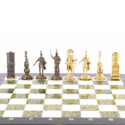Шахматы из бронзы &amp;quot;Спарта&amp;quot; доска из камня 40х40 см