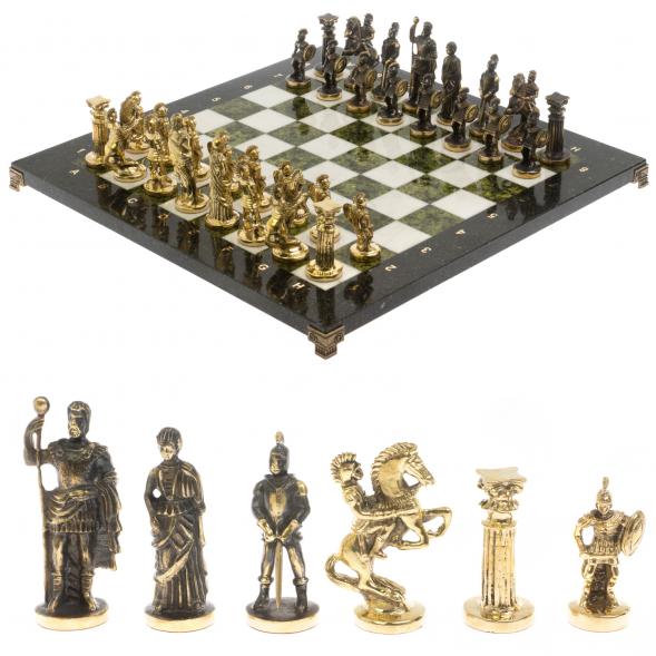 Шахматы &amp;quot;Римские&amp;quot; бронза 44х44 см из мрамора и змеевика 129659