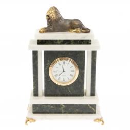 Часы &amp;quot;Лев&amp;quot; из нефрита белого мрамора