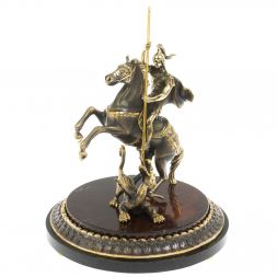 Cтатуэтка "Святой Георгий Победоносец" из бронзы и яшмы