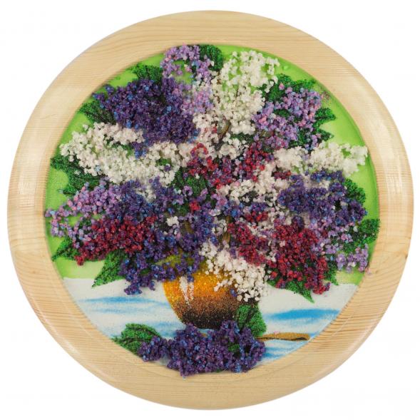 Панно &amp;quot;Сирень&amp;quot; 30х30 см из каменной крошки на зеленом фоне 121161