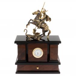 Каминные часы &amp;quot;Георгий Победоносец&amp;quot; из обсидиана