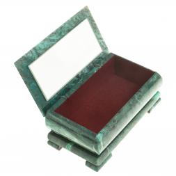 Шкатулка с иллюстрацией &amp;quot;Березы у реки&amp;quot; камень змеевик 17,5х9,5х7,5 см