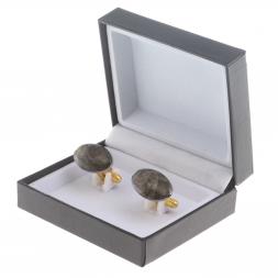 Запонки камень лабрадор овальные