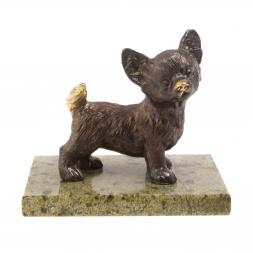 Статуэтка из бронзы &amp;quot;Чихуахуа&amp;quot; змеевик