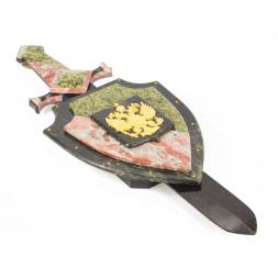 Настенный сувенир из камня "Щит и меч" с гербом России