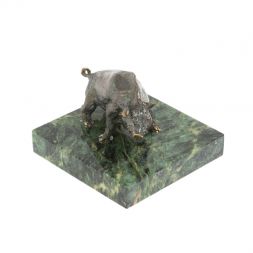 Статуэтка &amp;quot;Кабан&amp;quot; бронза патина змеевик