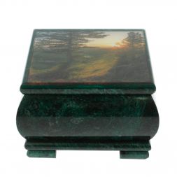 Шкатулка &amp;quot;Закат&amp;quot; из змеевика 13х13х8 см