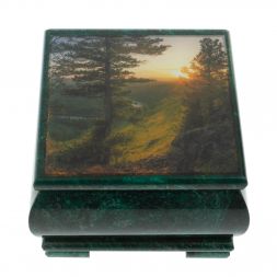 Шкатулка &amp;quot;Закат&amp;quot; из змеевика 13х13х8 см