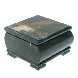 Шкатулка &amp;quot;Закат&amp;quot; из змеевика 13х13х8 см