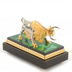 Статуэтка &amp;quot;Бык&amp;quot; бронза малахит Златоуст