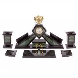 Настольный набор из офиокальцита &amp;quot;Герб России&amp;quot;