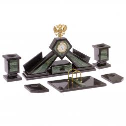 Настольный набор из офиокальцита &amp;quot;Герб России&amp;quot;