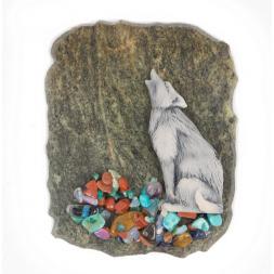 Магнит с камушками "Волк" змеевик