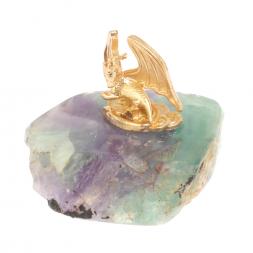 Сувенир из флюорита "Дракончик на монетах"
