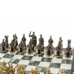 Шахматы "Римские" бронза доска 44х44 см шабровский змеевик