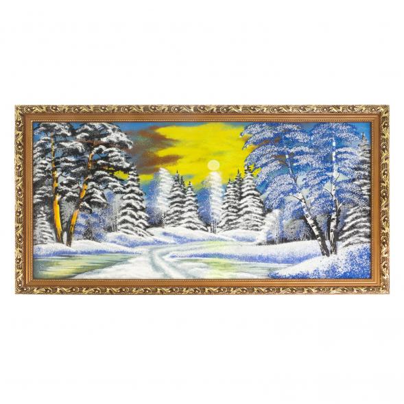 Картина &amp;quot;Зимняя ночь&amp;quot; багет 87х47 см, рисунок каменная крошка 122838