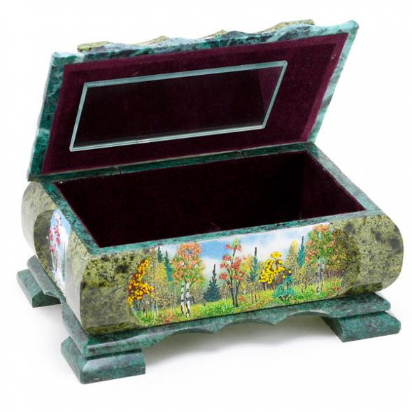 Ларец &amp;quot;Природа&amp;quot; большой змеевик 22x15x12 см 112111