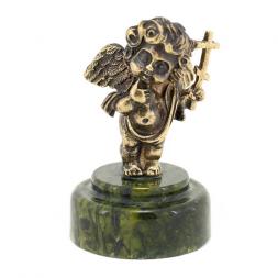 Статуэтка &amp;quot;Ангелок с крестом&amp;quot; из бронзы и змеевика