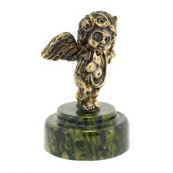 Статуэтка &amp;quot;Ангелок с крестом&amp;quot; из бронзы и змеевика