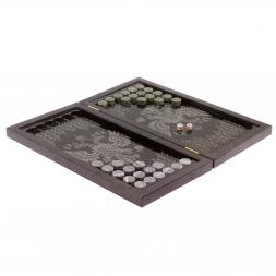 Нарды с гравировкой &amp;quot;Русский мишка / герб РФ&amp;quot; камень гранит