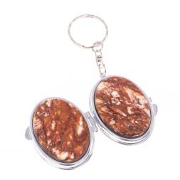 Складное зеркало брелок авантюрин овальное