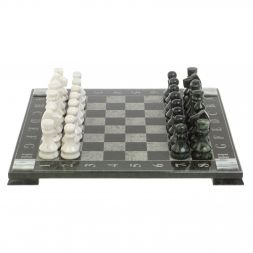 Шахматы &amp;quot;Турнирные&amp;quot; доска 41х41 см белый мрамор, змеевик