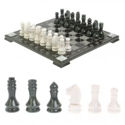 Шахматы &amp;quot;Турнирные&amp;quot; доска 41х41 см белый мрамор, змеевик