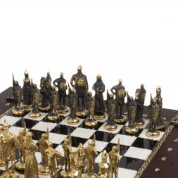 Подарочный шахматный ларец "Русские" фигуры из бронзы