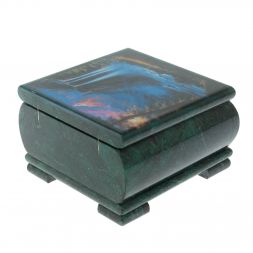 Шкатулка &amp;quot;Водопад&amp;quot; из змеевика 13х13х8 см