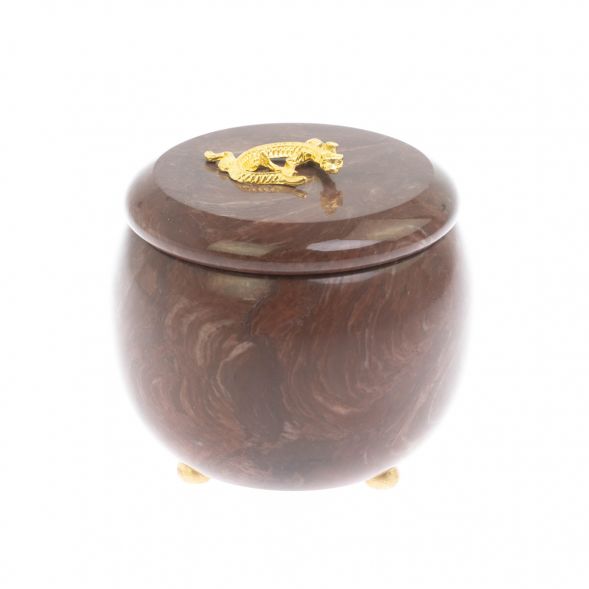 Шкатулка круглая &amp;quot;Ящерица&amp;quot; из лемезита 8х8х7,5 см 129088