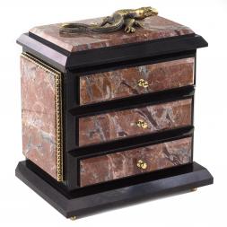 Ларец для украшений &amp;quot;Комод&amp;quot; с ящерицей из бронзы креноид