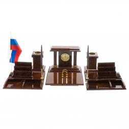 Настольный набор "Кабинетный" камень обсидиан коричневый