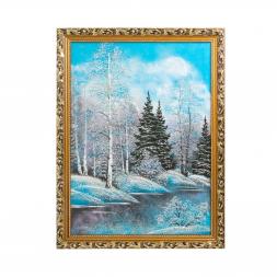 Картина из каменной крошки &amp;quot;Зимний пейзаж&amp;quot; багет 58х78 см