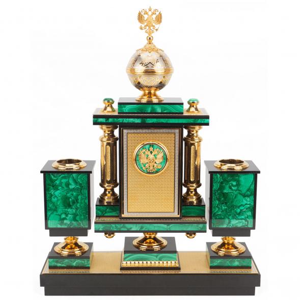 Настольный набор &amp;quot;Держава&amp;quot; камень малахит Златоуст 113265