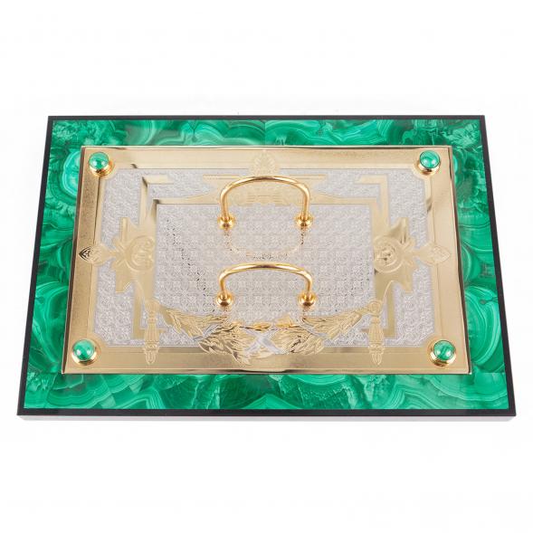 Настольный набор &amp;quot;Держава&amp;quot; камень малахит Златоуст 113265