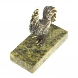 Статуэтка из бронзы на подставке из змеевика "Курочка"