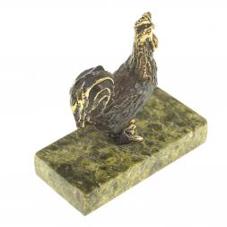 Статуэтка из бронзы на подставке из змеевика "Курочка"