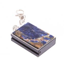 Брелок огниво "Вечная спичка" с накладкой из камня содалит 2,8х1,3х5 см