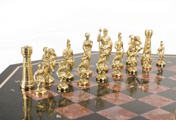 Шахматный стол фигуры &amp;quot;Римские&amp;quot; бронза лемезит 117824