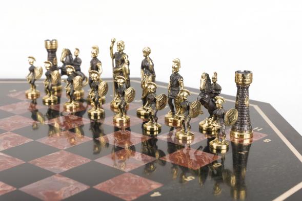 Шахматный стол фигуры &amp;quot;Римские&amp;quot; бронза лемезит 117824